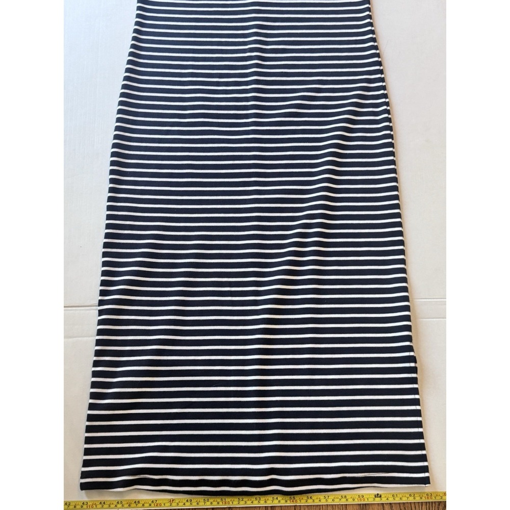 Nordstrom Women's Size Small Stretch Cotton Ribbed Tank Navy Striped - Picture 2 of 10